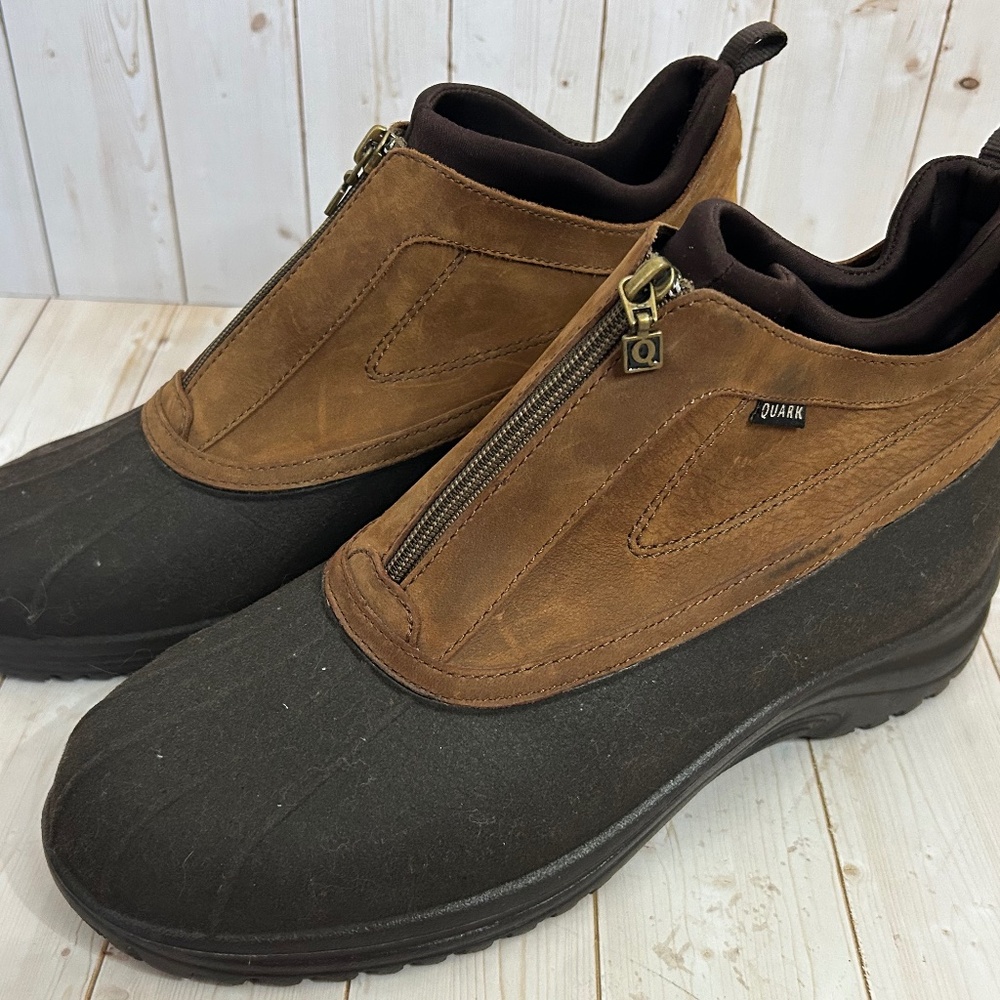 Crater Ridge Duck Sock Boots Women Size 10 Brown Leather Front Zip Waterproof